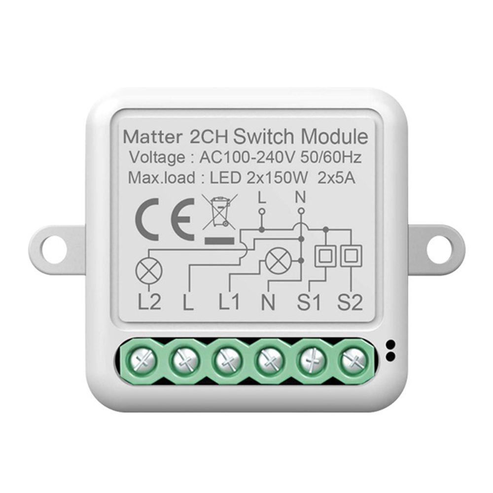 SB02 Matter 2 Gang WiFi Smart Switch Homekit Voice Control Hidden Remote Control Switch