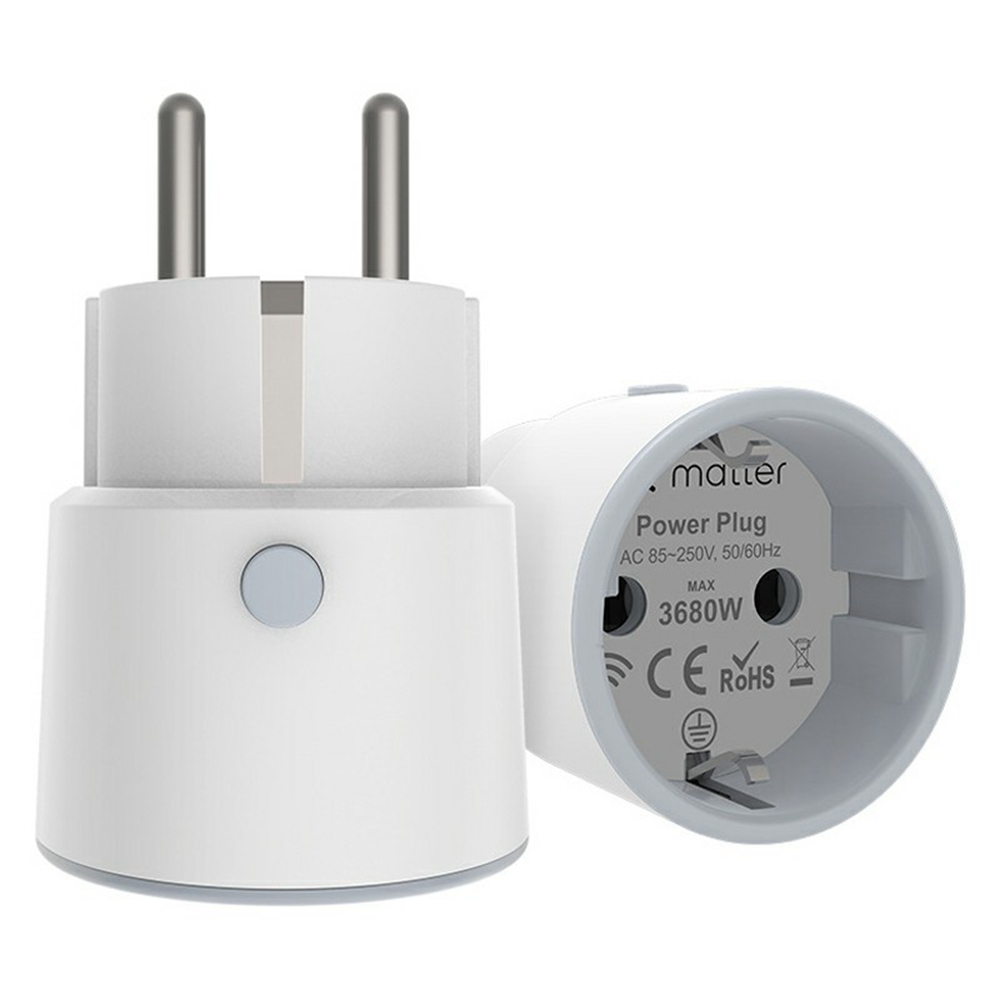 NEO Matter NAS-WR01WM 16A WiFi Smart Plug with Power Meter Smart Control for Apple  /  Google  /  Amazon - EU Plug