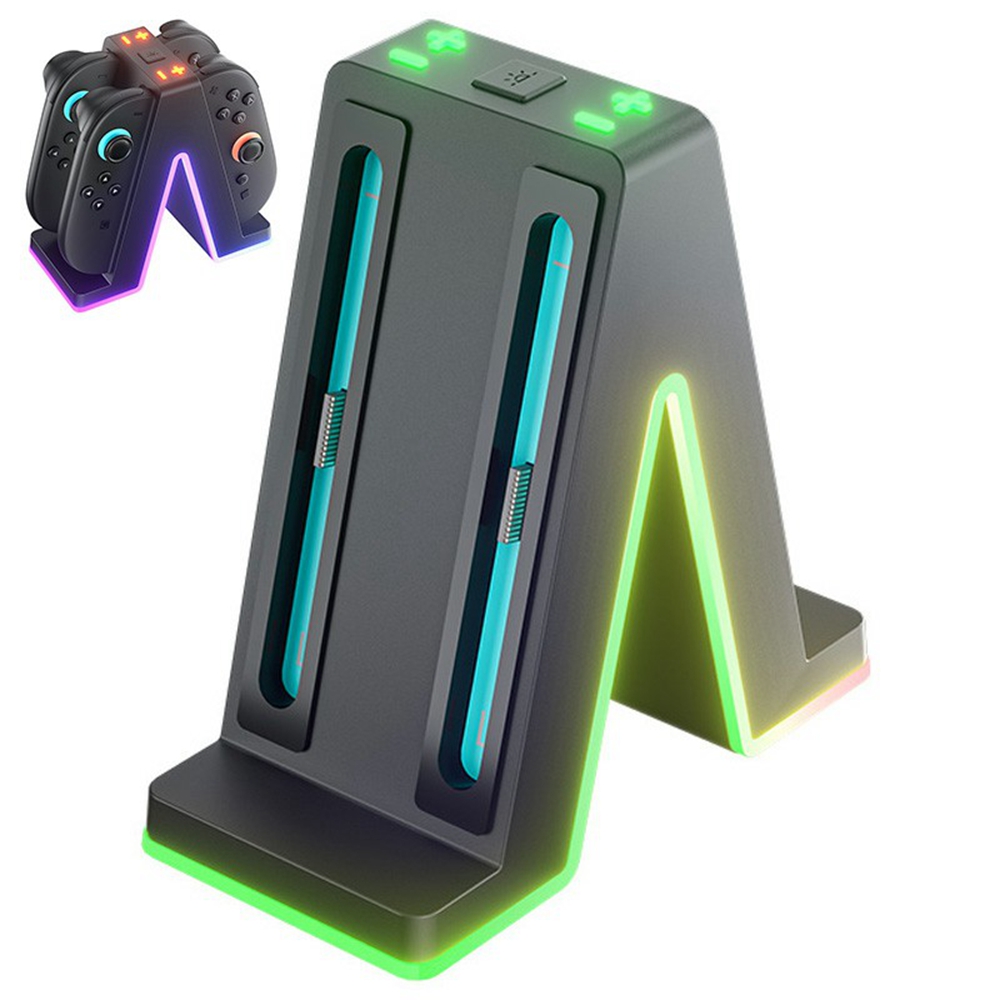 HBS-2849 4 in 1 Charging Station for Nintendo Switch 2 Joy-Pad Charging Dock with RGB Lighting  /  Magnetic Attachment  /  Indicator Lights
