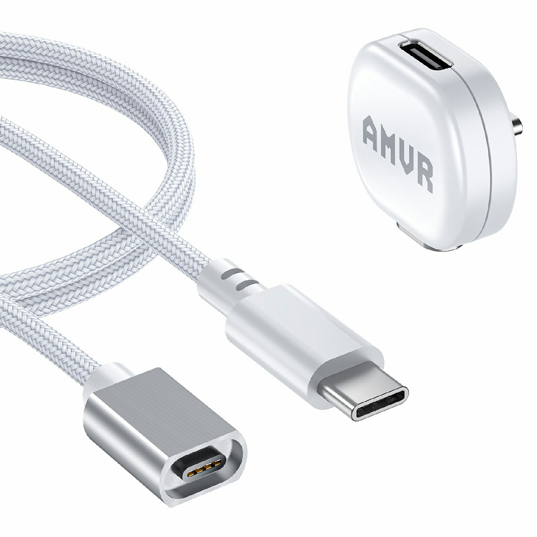 AMVR CK1 1.2m Magnetic Charging Cable for Quest 3  /  3S  /  Pro VR  Headset 18W Fast Charging Type-C Cable with Adapter