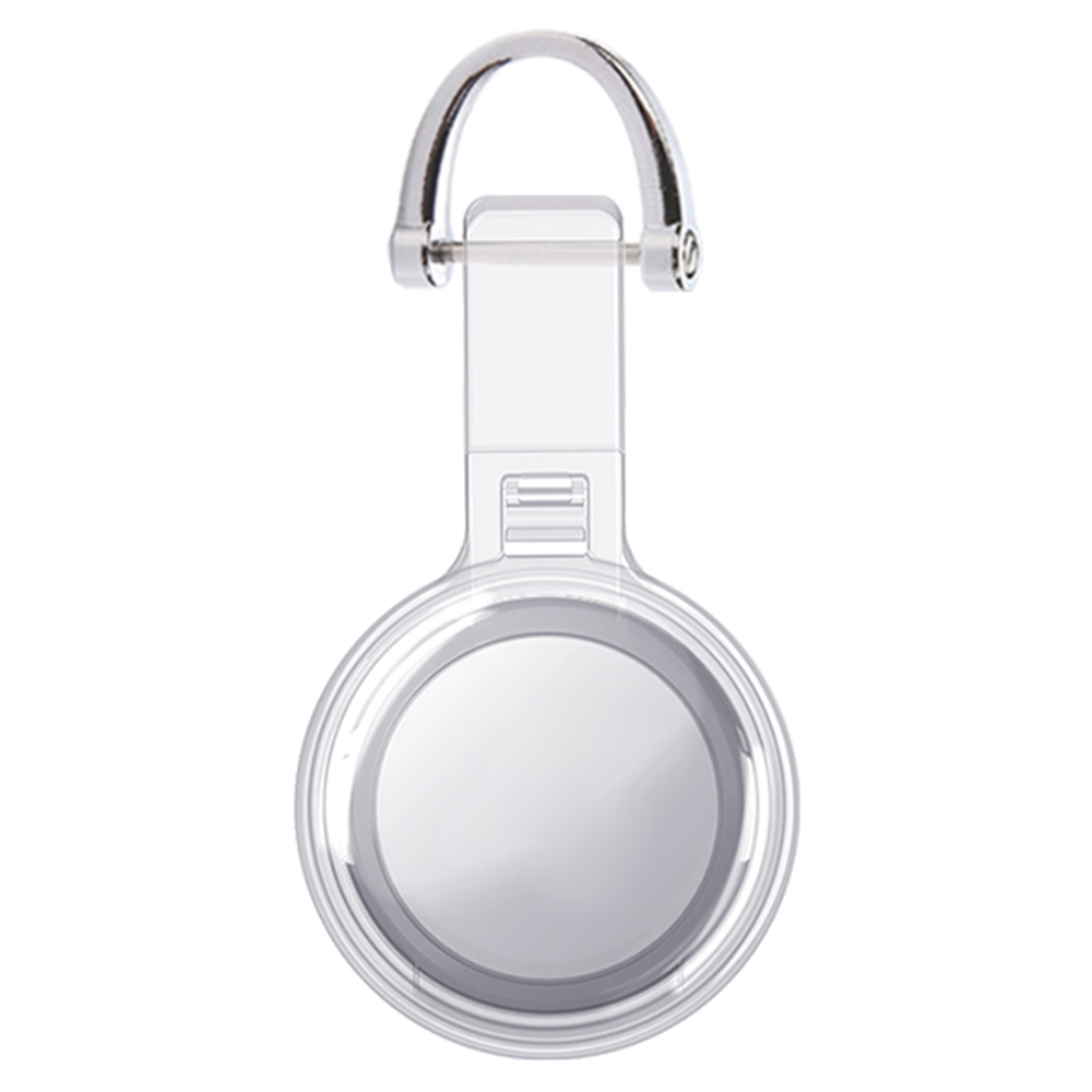 For Apple AirTag Locator PC Protective Case Clear Waterproof Cover - Silver Buckle