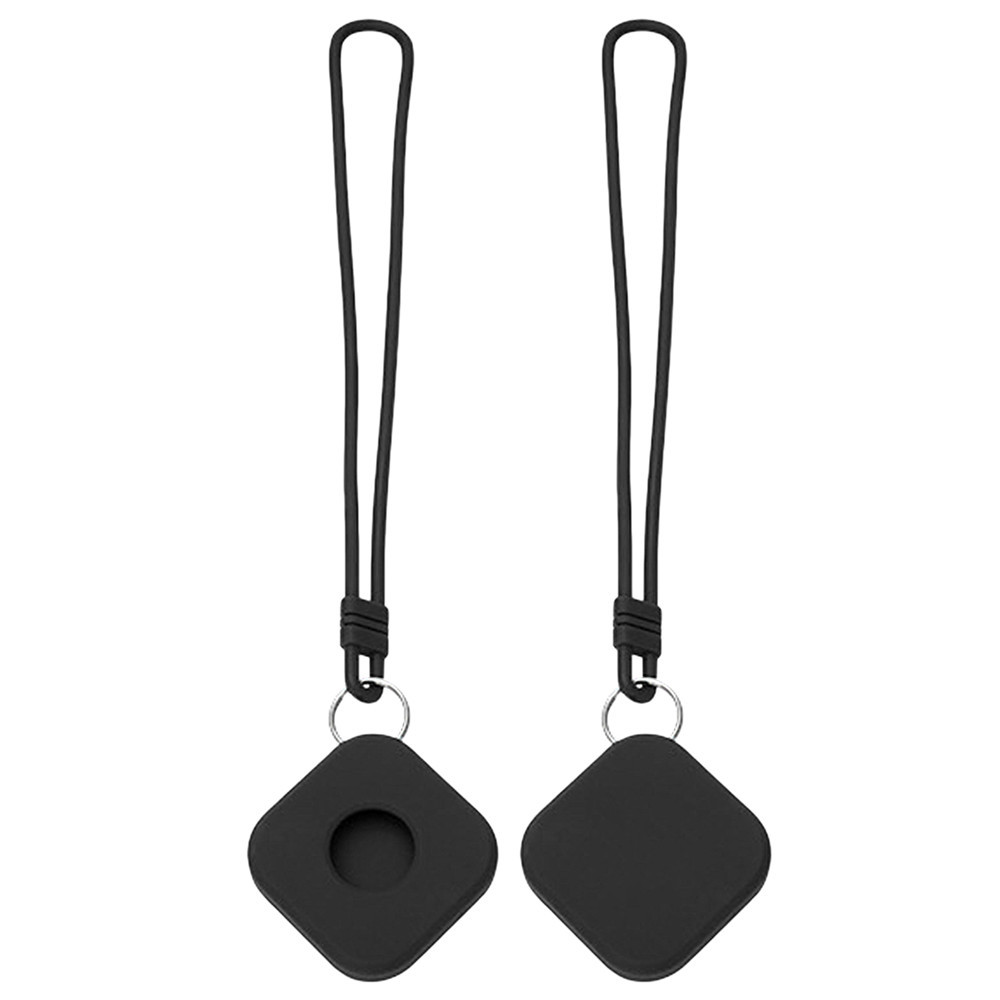 

Square Shape Soft Silicone Protective Frame Case with Strap for Apple AirTags 2021 Trackers - Black, AirTag