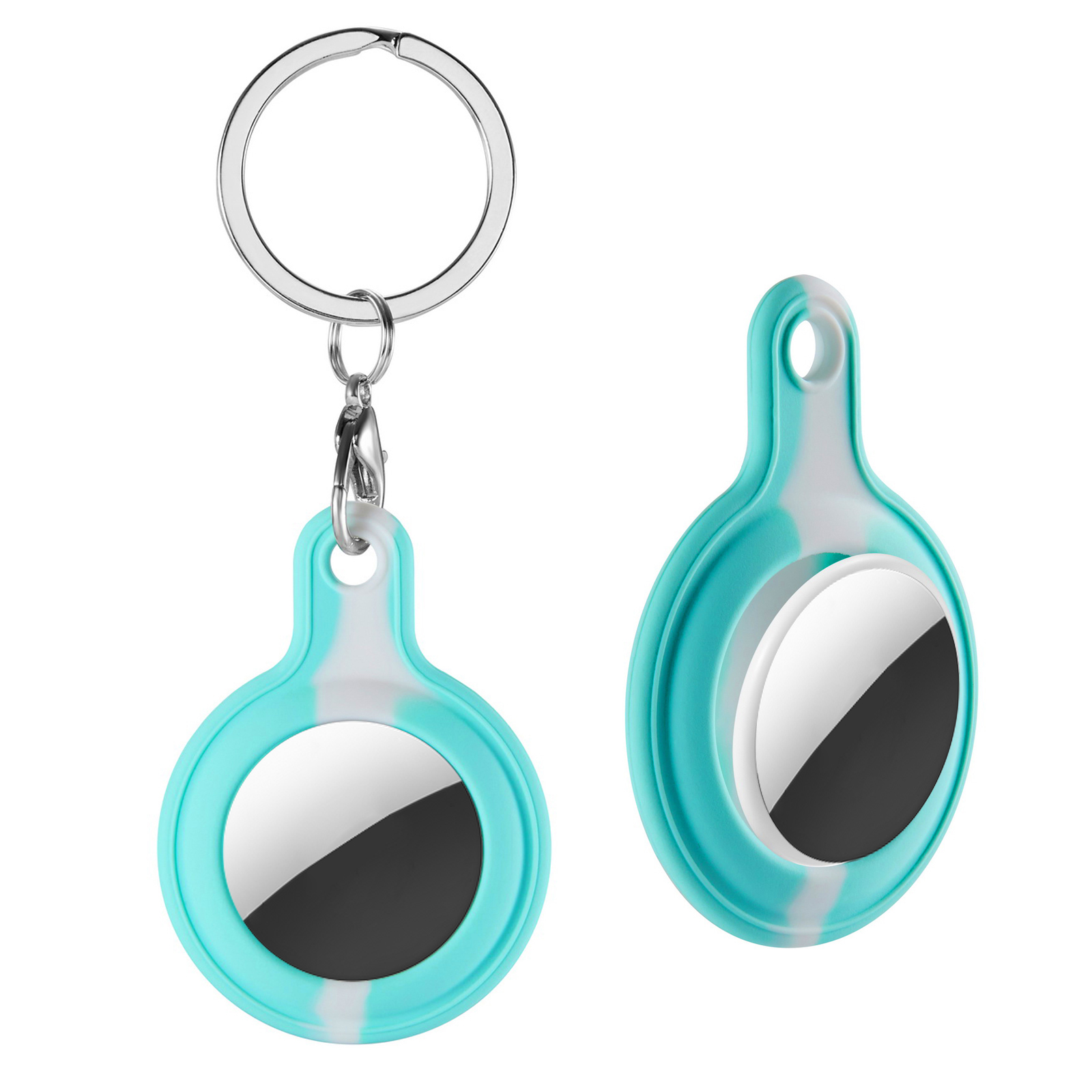 

Soft Silicone Protective Cover Case with Keychain for Apple AirTags - Cyan, AirTag