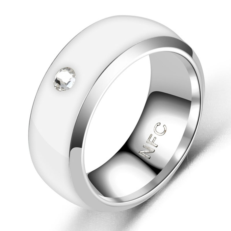 

NFC Smart Ring Paar Paar Edelstahl Fingerringe Technologie Android Phone Equipment Multifunktional Magic Ring - Weiss / 9#