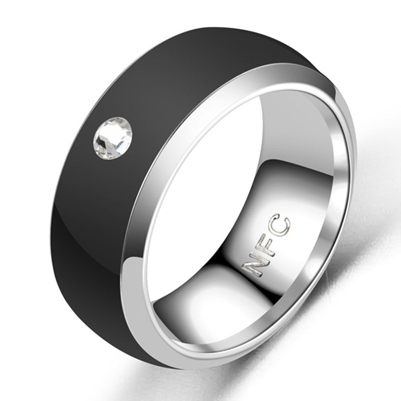 

NFC Smart Ring Paar Paar Edelstahl Fingerringe Technologie Android Phone Equipment Multifunktional Magic Ring - Schwarz / 12#