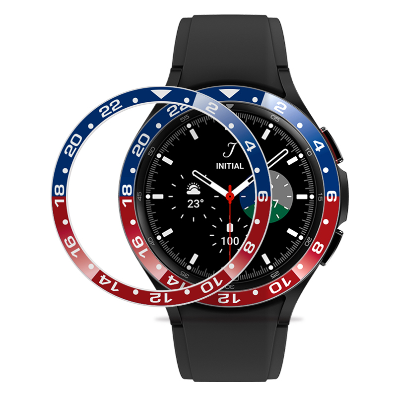 

Für Samsung Galaxy Watch4 Classic 42mm Watch Lünette Dual-color Metal Watch Lünette Einfügung Ring Ring Rahmen (typ B) - Blau+rot, Samsung Galaxy Watch4 Classic 42mm