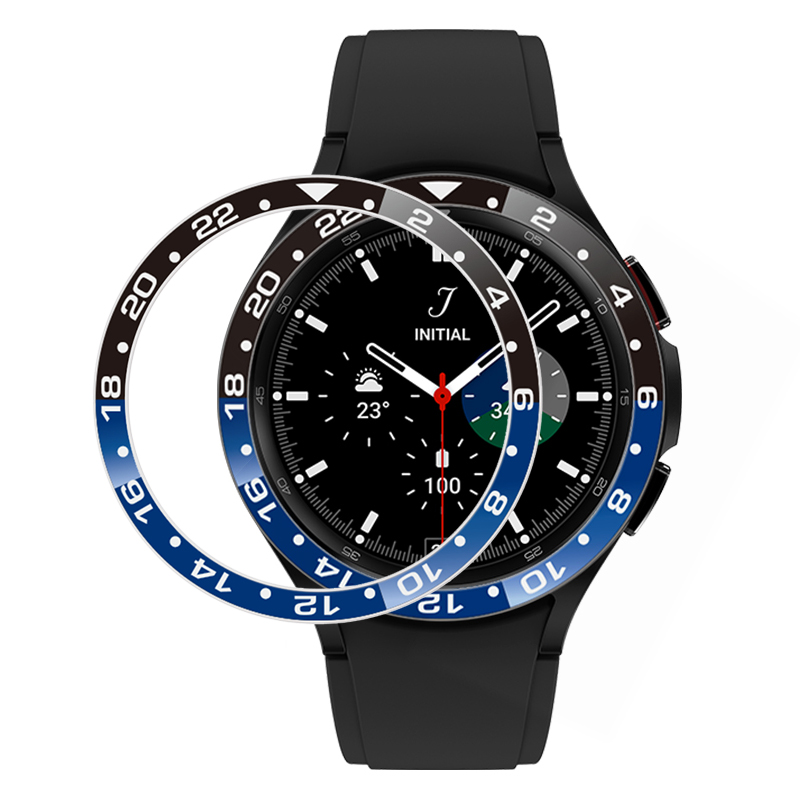 

Für Samsung Galaxy Watch4 Classic 42mm Watch Lünette Dual-color Metal Watch Lünette Einfügung Ring Ring Rahmen (typ B) - Schwarz+blau, Samsung Galaxy Watch4 Classic 42mm