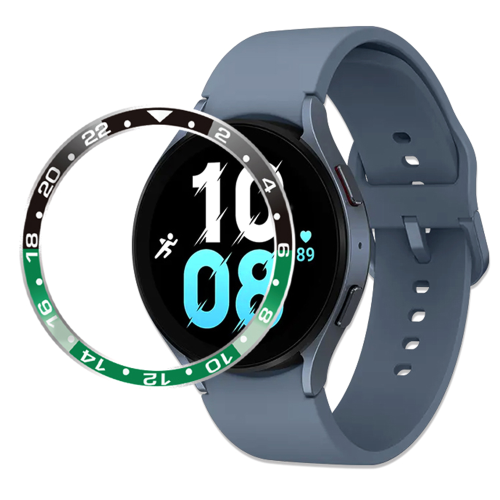 

Für Samsung Galaxy Watch 5 / 4 44mm Metal Watch Bonel Dual-color Smart Watch Protective Ring Adhäsive Abdeckung (typ B) - Schwarz+grün, Galaxy Watch 5 44mm