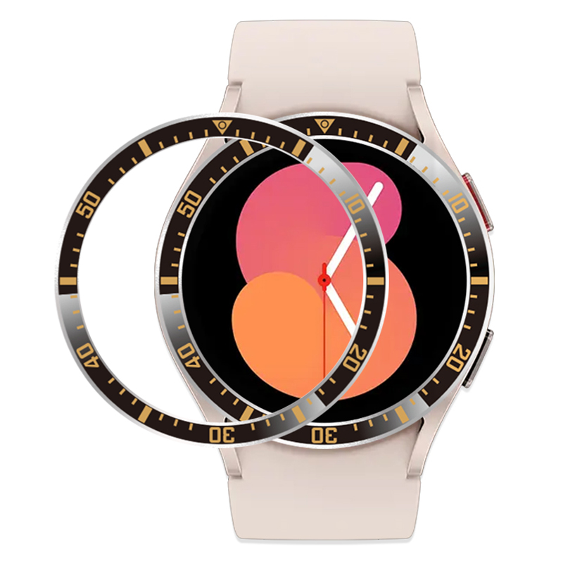 

Für Samsung Galaxy Watch 5 / 4 40 -mm -lünette Kante Walet Lünette Schleife Klebstoff -metallringschutz (typ A) - Schwarz / Goldene Charaktere, Galaxy Watch 5 40mm