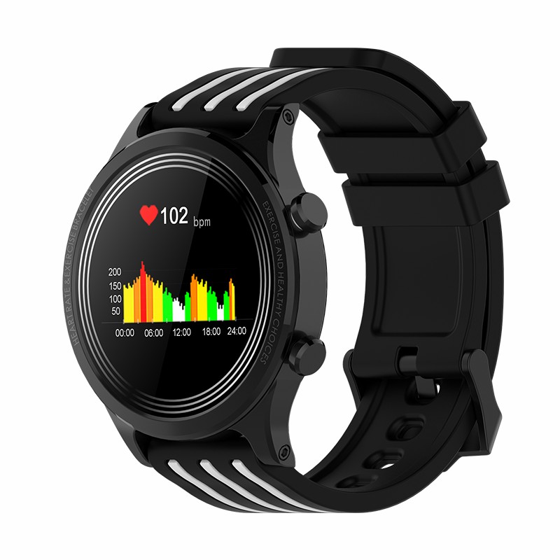 

E5 Full-Touch Screen Smart Watch Health Tracker Bluetooth Sports IP68 Waterproof Smart Bracelet - Black/White