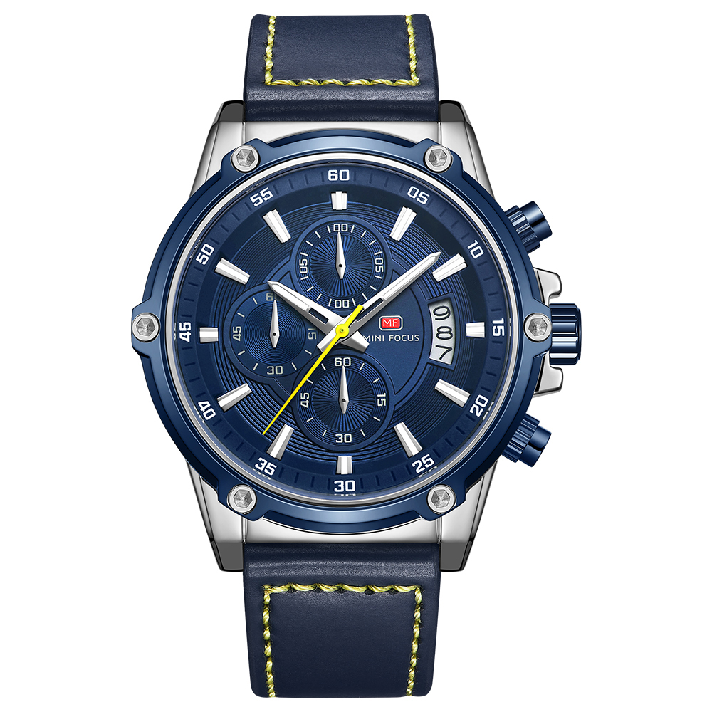 

MINI FOCUS 0175G Large Dial Business Men's Watch Calendar Luminous Waterproof Man Watch - Blue