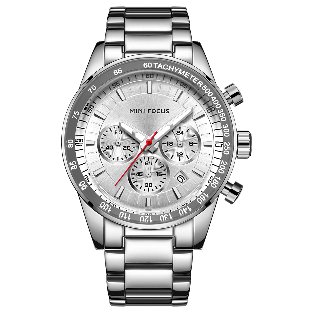 

MINI FOCUS 0187G Men Waterproof Fashion Quartz Watch Stainless Steel Strap Luminous Watch - Silver