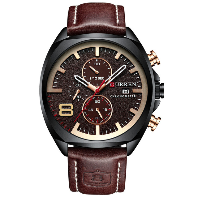 

CURREN Men's Watch Multifunctional Waterproof Quartz Business Style Watch with Calendar Display - Black/Coffee