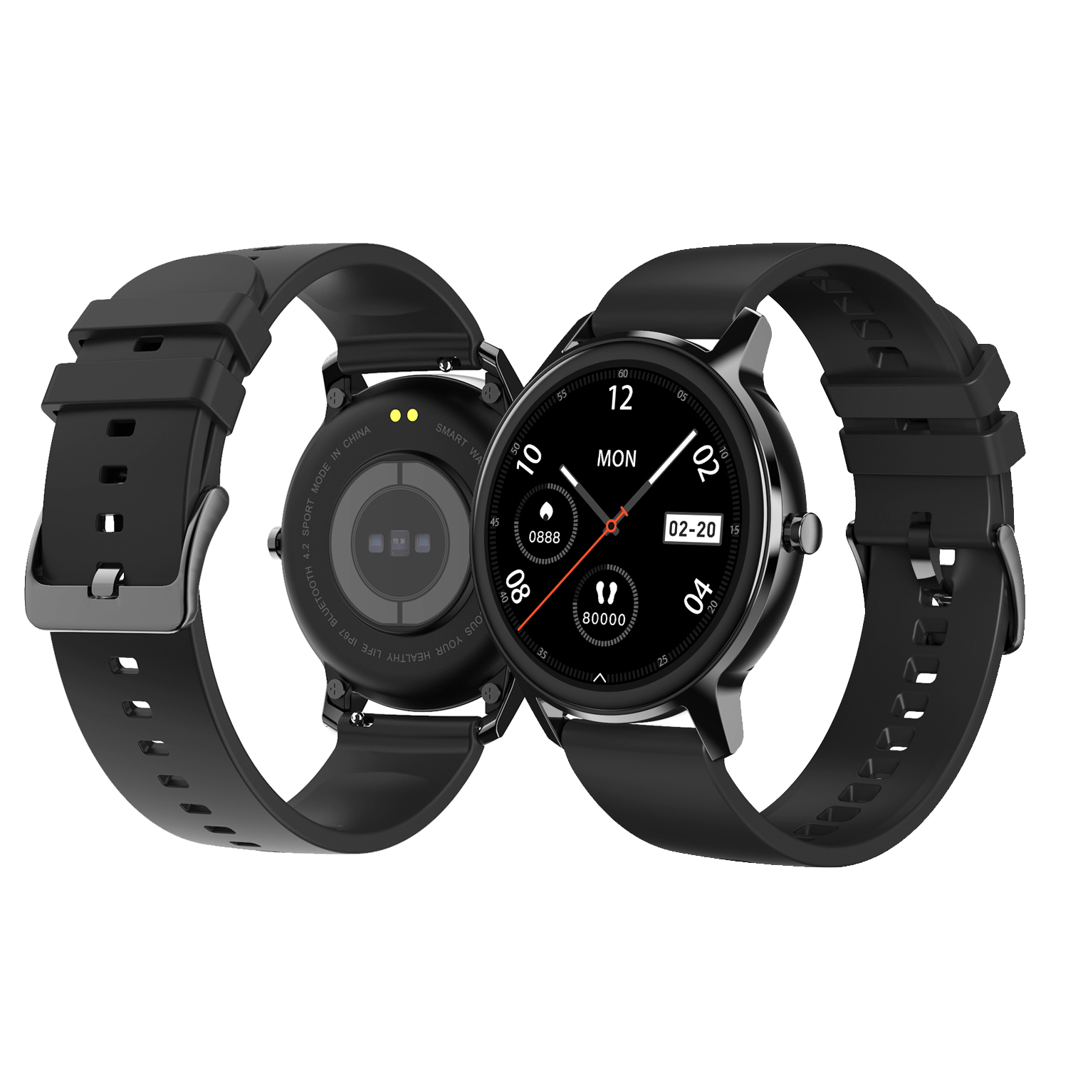 

DT56 1.2-дюймовый Круглый HD-экран Smart Watch Fitness Tracker Сердечный Монитор Спящего Монитора Мода Браслет - Чернить