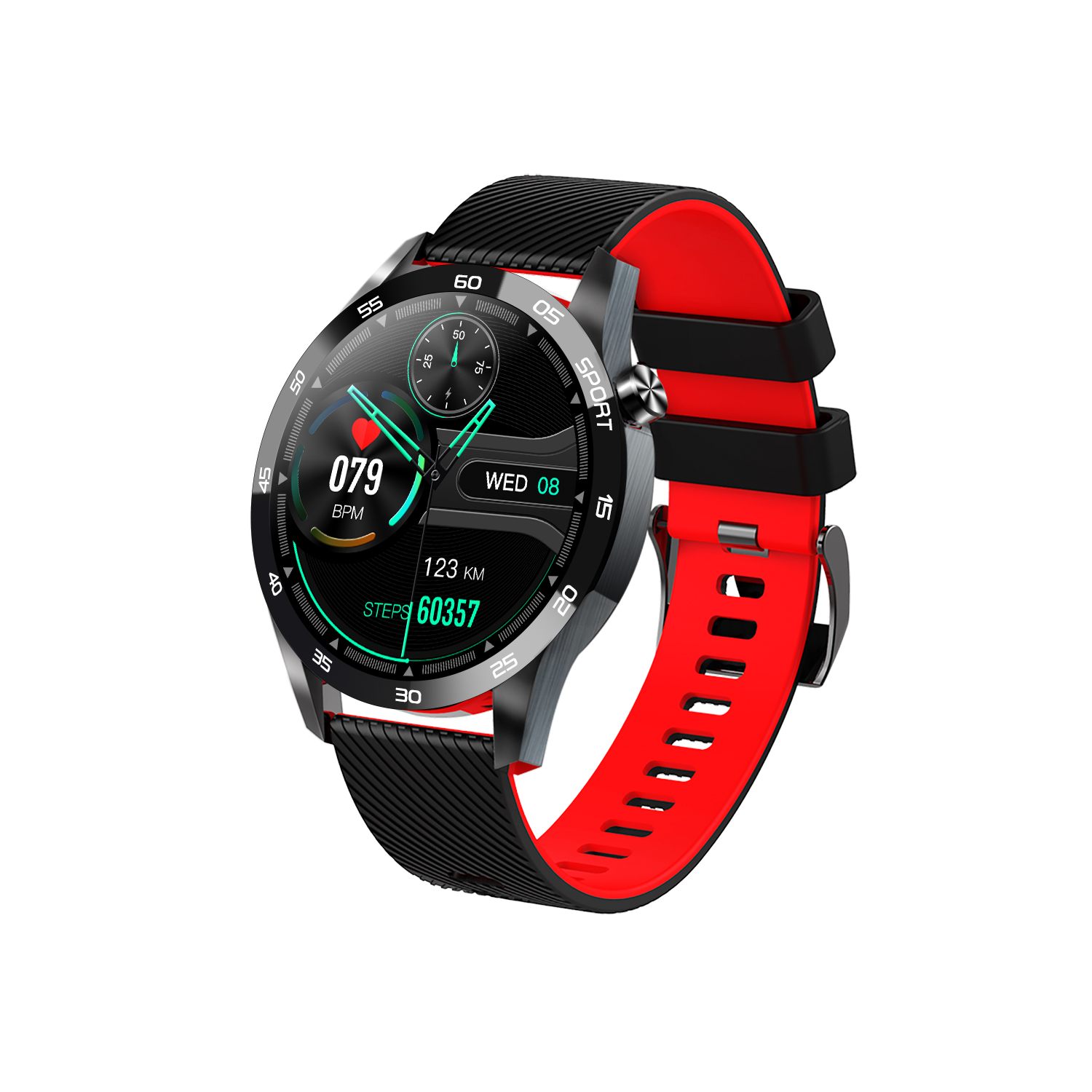

F22L 1,54-Zoll-Rundbildschirm-Smart Watch Fitness-Tracker-Temperaturüberwachung - Rot