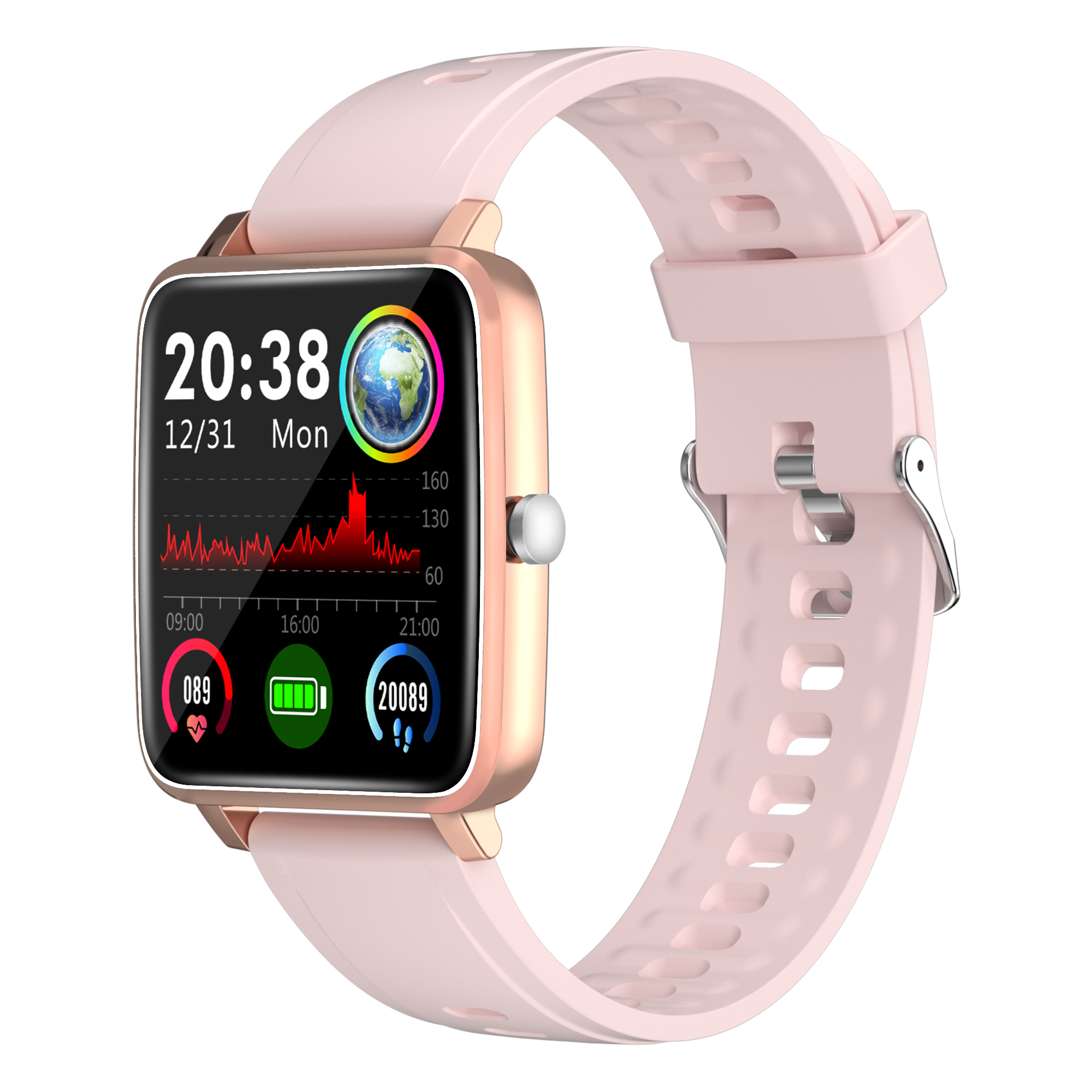 

V10 1.4-дюймовый Квадратный Экран Для Мониторинга Здоровья Multi-Function Smart Watch - Розовый