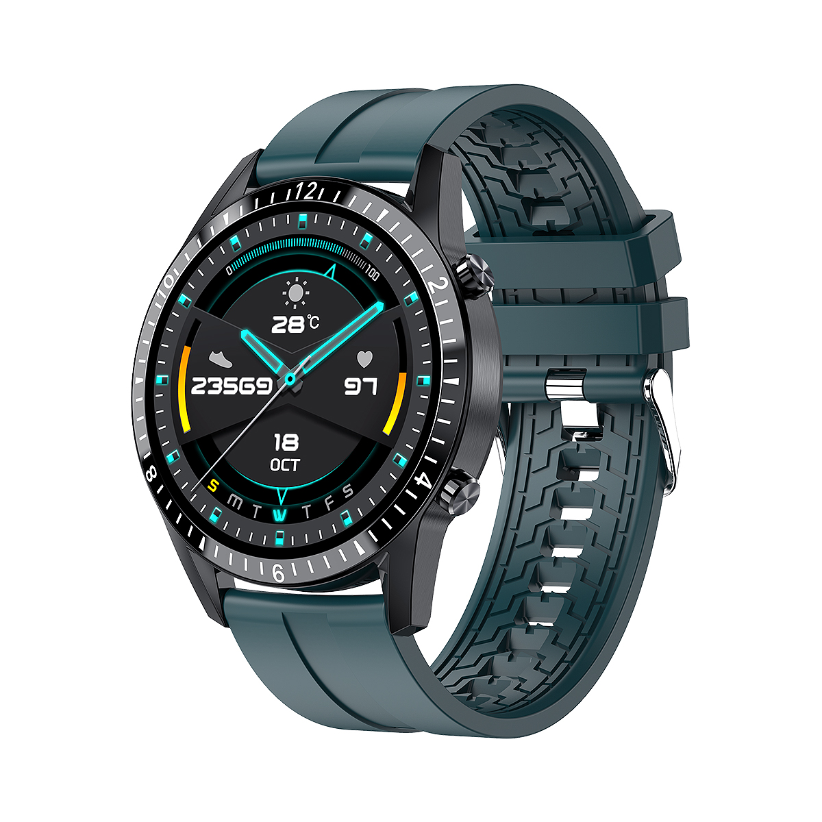 

i9 1.3 inch Full Touch Screen Sports Smart Watch IP67 Waterproof Heart Rate Monitor Smart Wristwatch - Blackish Green/TPU Strap
