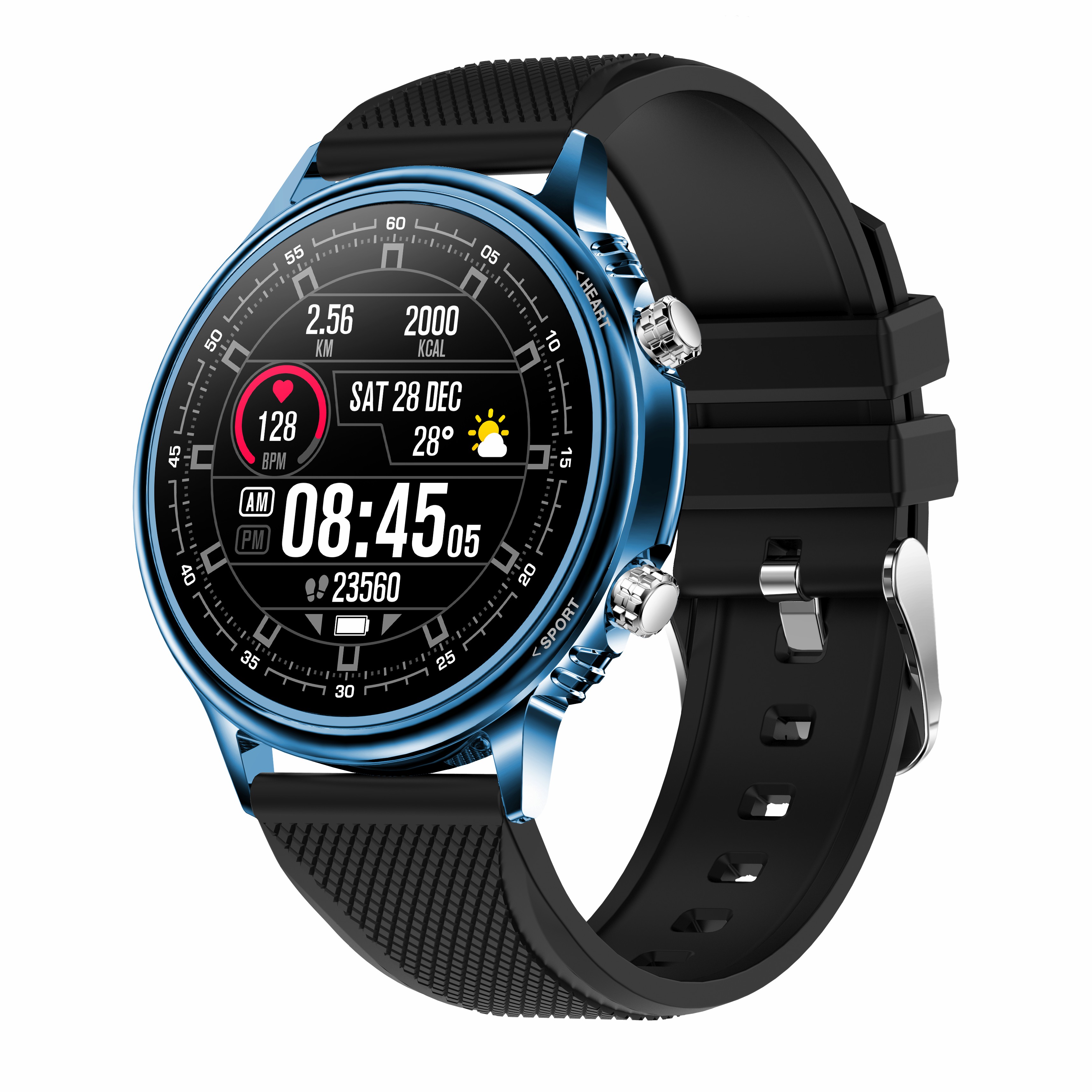 

Lemonda Smart CF81 1,32 Дюйма Smart Watch Круглое - Голубовато-черный