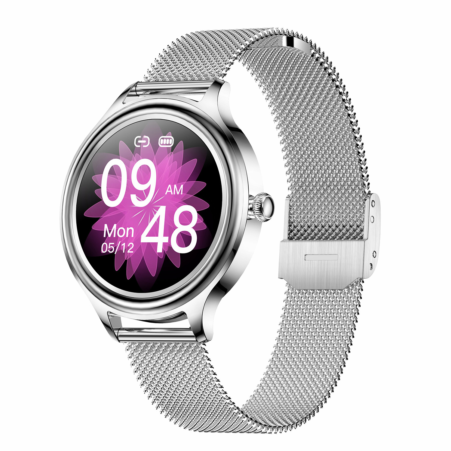 

ZX10 1.09inch Female Fitness Heart Rate Bracelet Wristband Sports IP68 Waterproof Smartwatch for Android iOS, Steel Strap - Silver