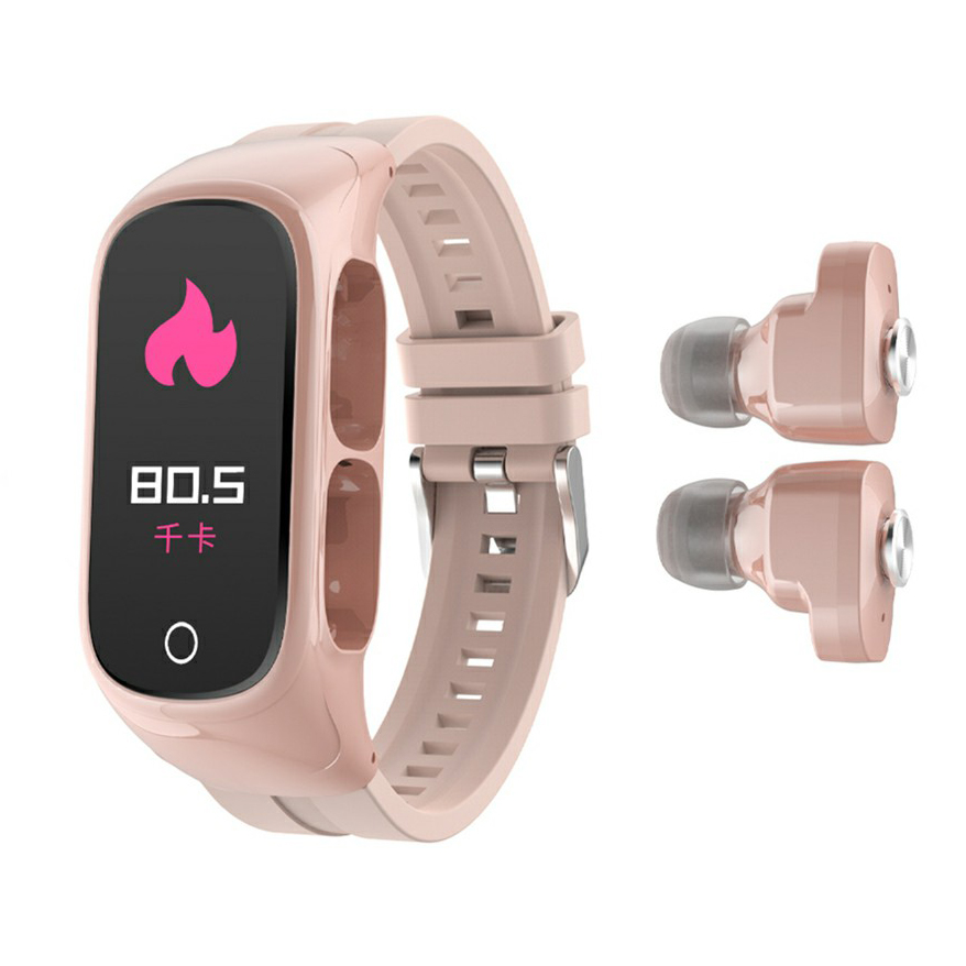 

N8 2-IN-1 Smart Watch С Беспроводными Наушниками TWS Bluetooth Call Call Right Call Rate Monitor Monitor - Розовый