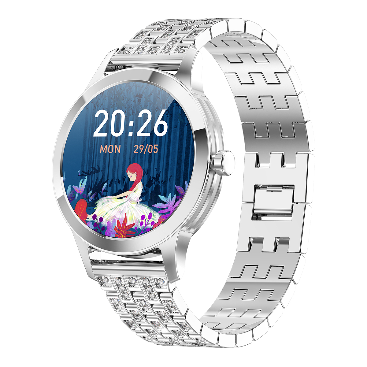 

Lemfo G1 Light Luxury Smart Watch Деликатные Многофункциональные Цифровые Часы с Монитором Сердечного Ритма Для Женщин - Серебряный