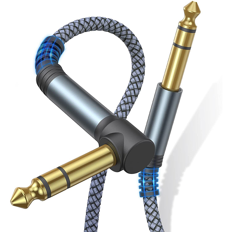 

15m Für Mixer / Kopfhörerverstärker Gold Plattiert 6,35 mm Männlich Bis Männlich 90 Grad Ellbogen 1 / 4 "trs Audio Cable Musical Instrument Instrumentskabel