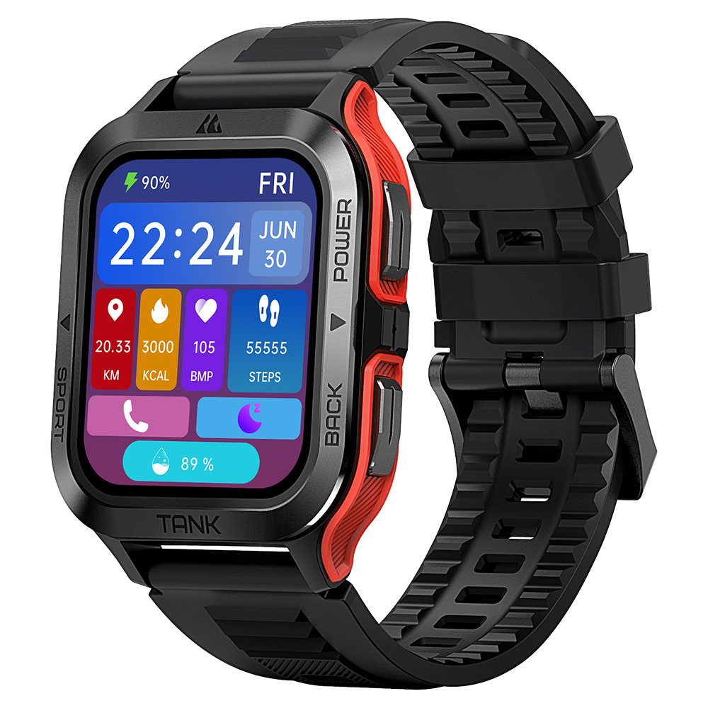 

KOSPET TANK M2 1.85 inch IPS Smart Watch Bluetooth Calling Multi-Mode Sports Watch with Sleeping Monitoring - Red