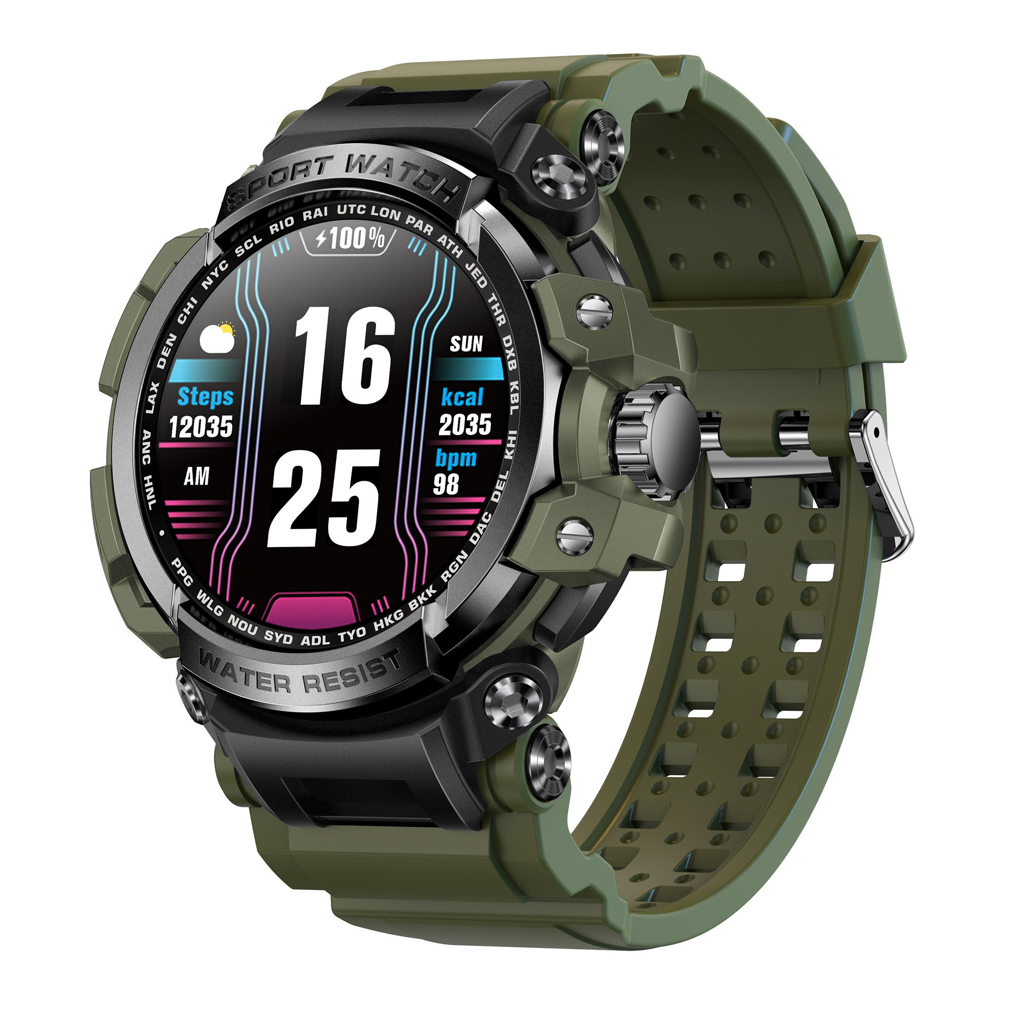 

LC16 1,32 Zoll HD Sportarmband Bluetooth Call Health Smart Watch Mit Herzfrequenzüberwachung, Nachrichtenerinnerung - Grün