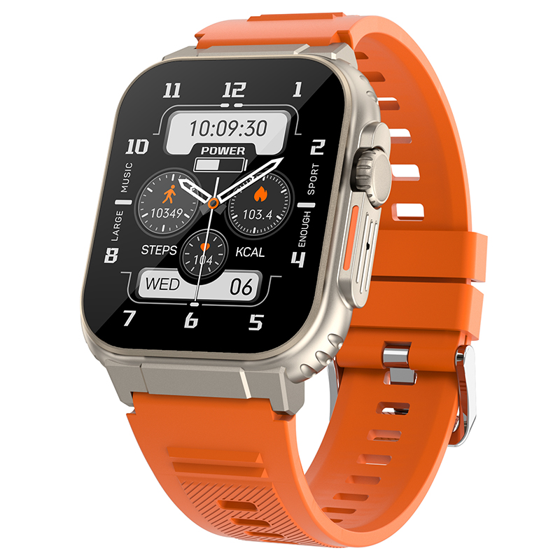 

A70 1.96 "bildschirm Smart Watch Bluetooth Aufrufen IP67 Wasserdichtes Sportarmband Mit Herzfrequenzblutdrucküberwachung - Orange