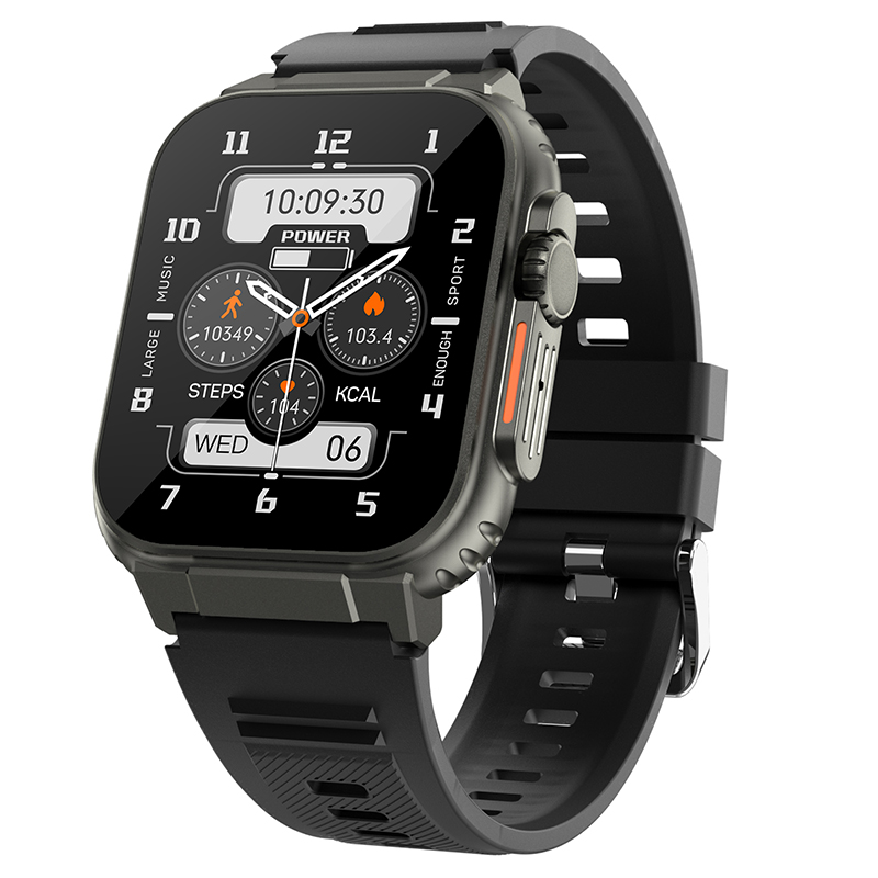 

A70 1.96 "bildschirm Smart Watch Bluetooth Aufrufen IP67 Wasserdichtes Sportarmband Mit Herzfrequenzblutdrucküberwachung - Schwarz