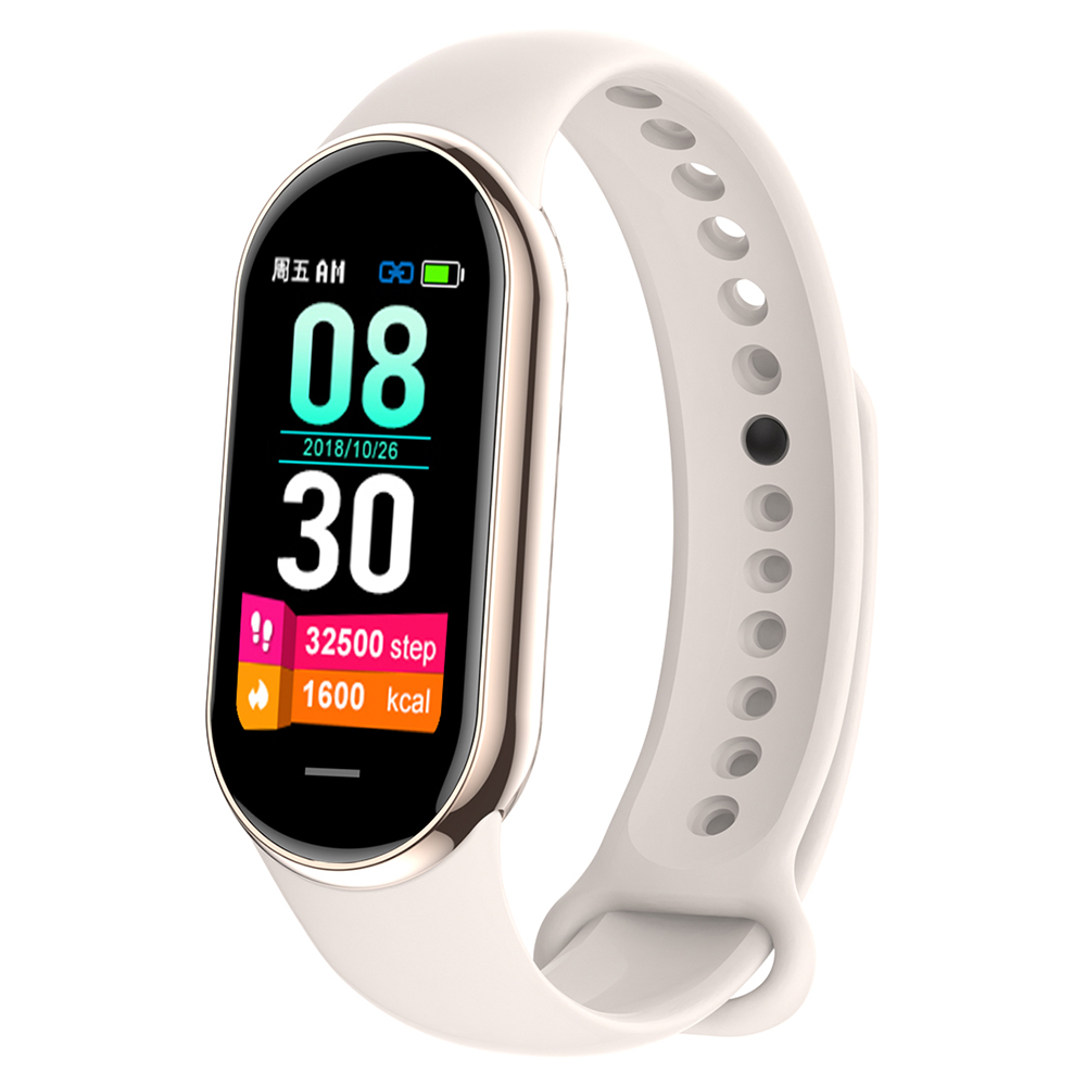 

M8 1.14 '' Smart Watch Fitness Aktivitäts Monitor Watchherzfrequenz, Blutdruck, Blutzucker, Schlafverfolgung - Beige