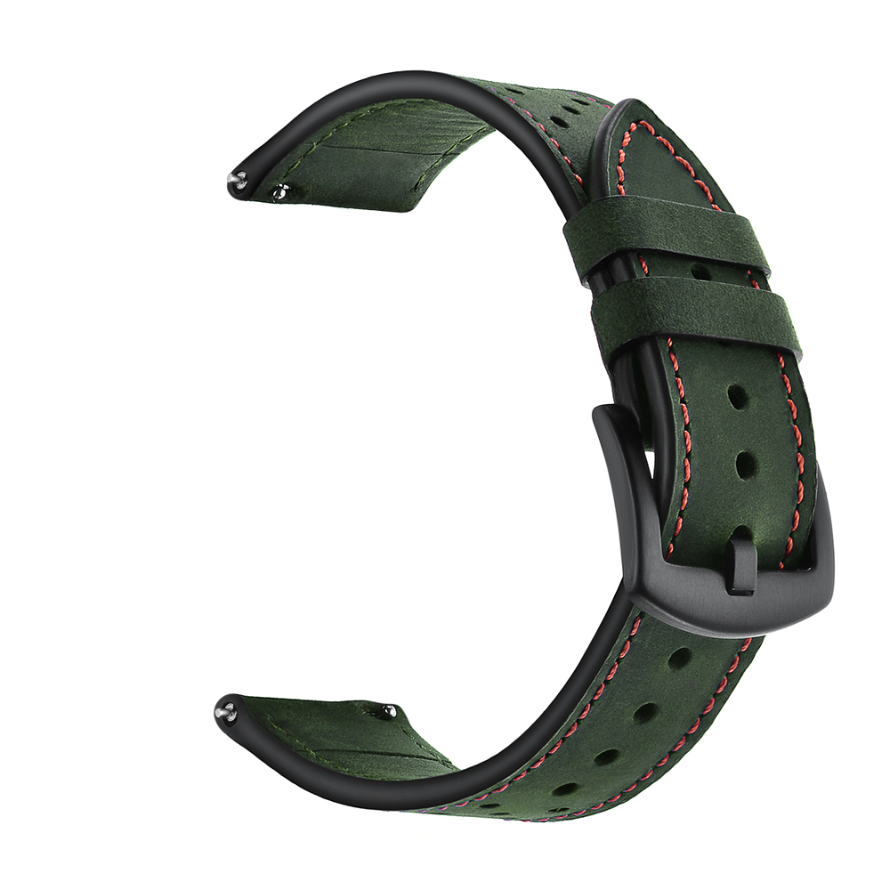 

22mm Genuine Leather Coated Smart Watch Replacement Strap for Huawei Watch 2/1 - Green, Huawei Watch 2
