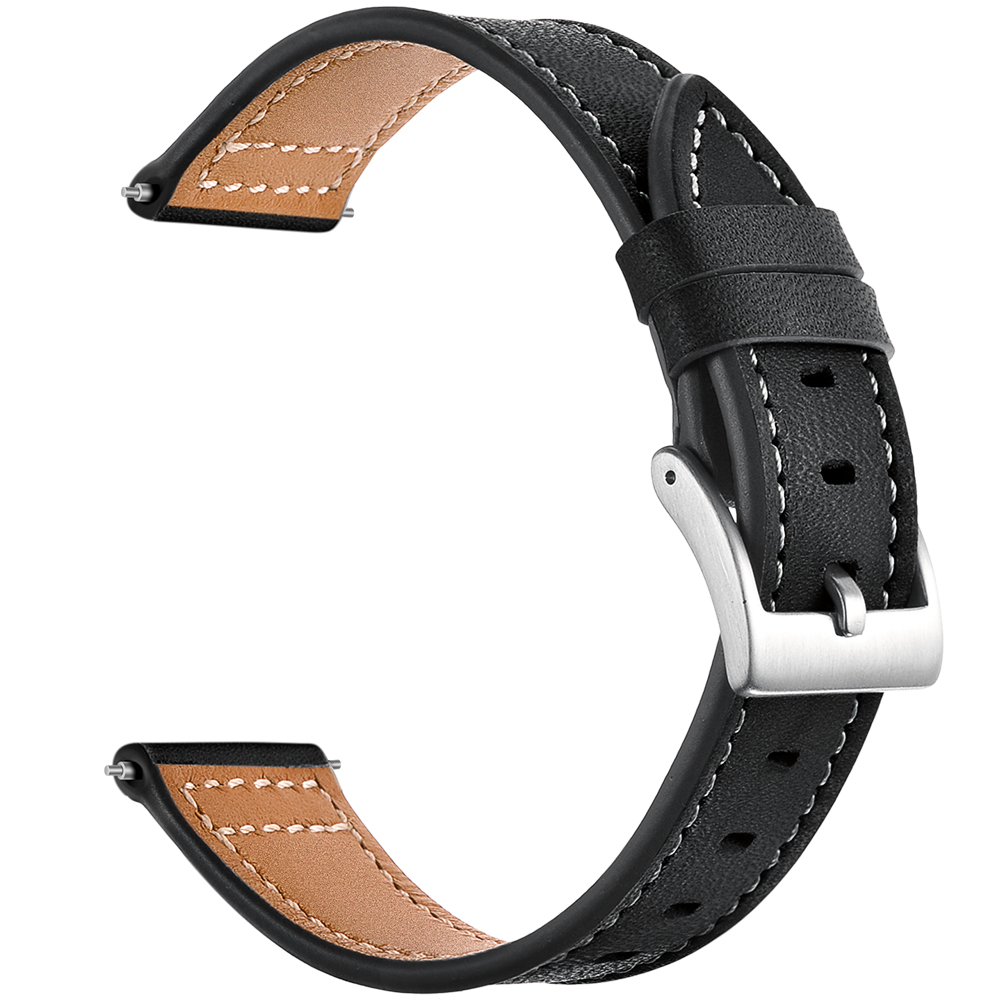 

20 Мм Натуральные Кожаные Часы Band Для Huami Amazfit Youth Edition - Чернить, Huawei Watch GT 2 42mm