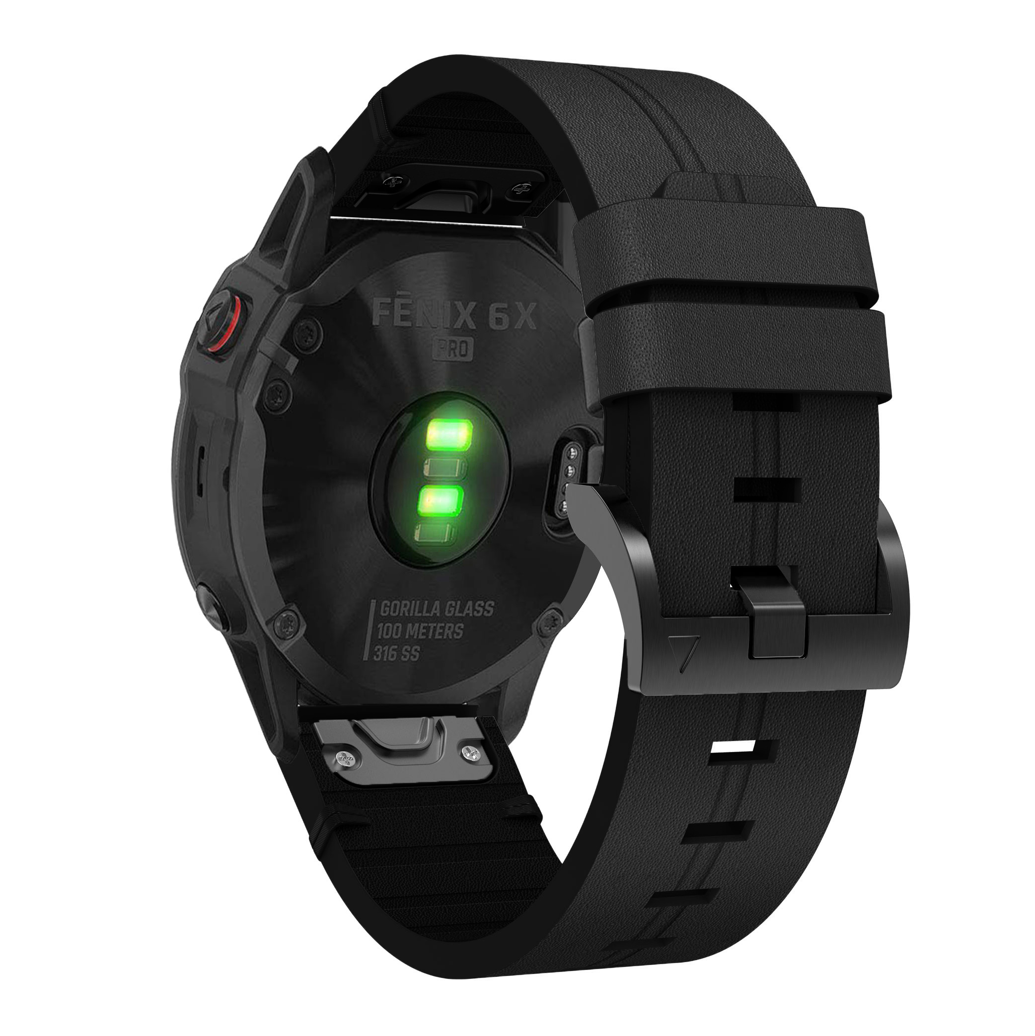 

Для Garmin Fenix ​​6x Натуральная Кожа Smart Watch Smart Recorse Band Ride Ride - Чернить, Garmin Fenix 6X