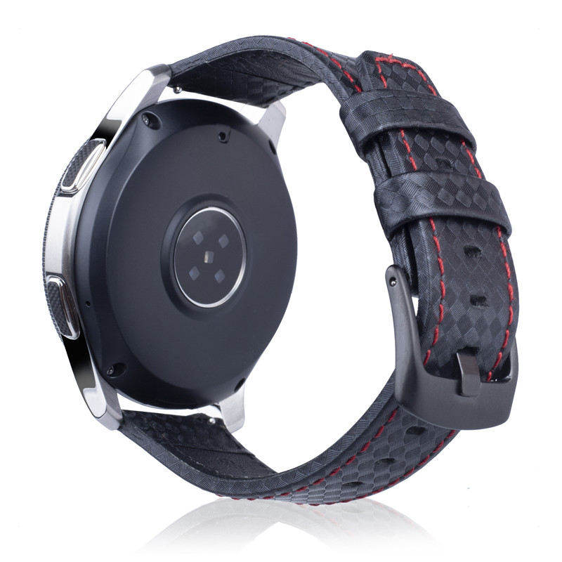 

22mm Carbon Fiber Texture PU Leather Smart Watch Band for Huawei Watch GT2e/GT2 46mm - Red, Universal
