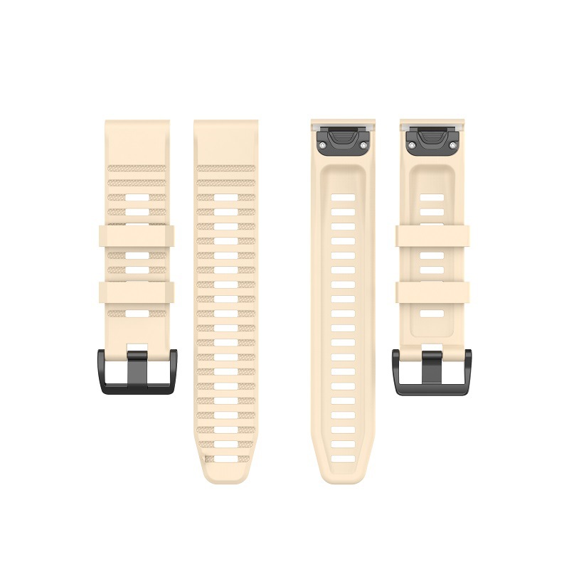 

Stylish Silicone Sport Watch Band Adjustable Wrist Strap with Black Buckle for Garmin Fenix 6 Pro 22mm - Beige, Other Phone Models