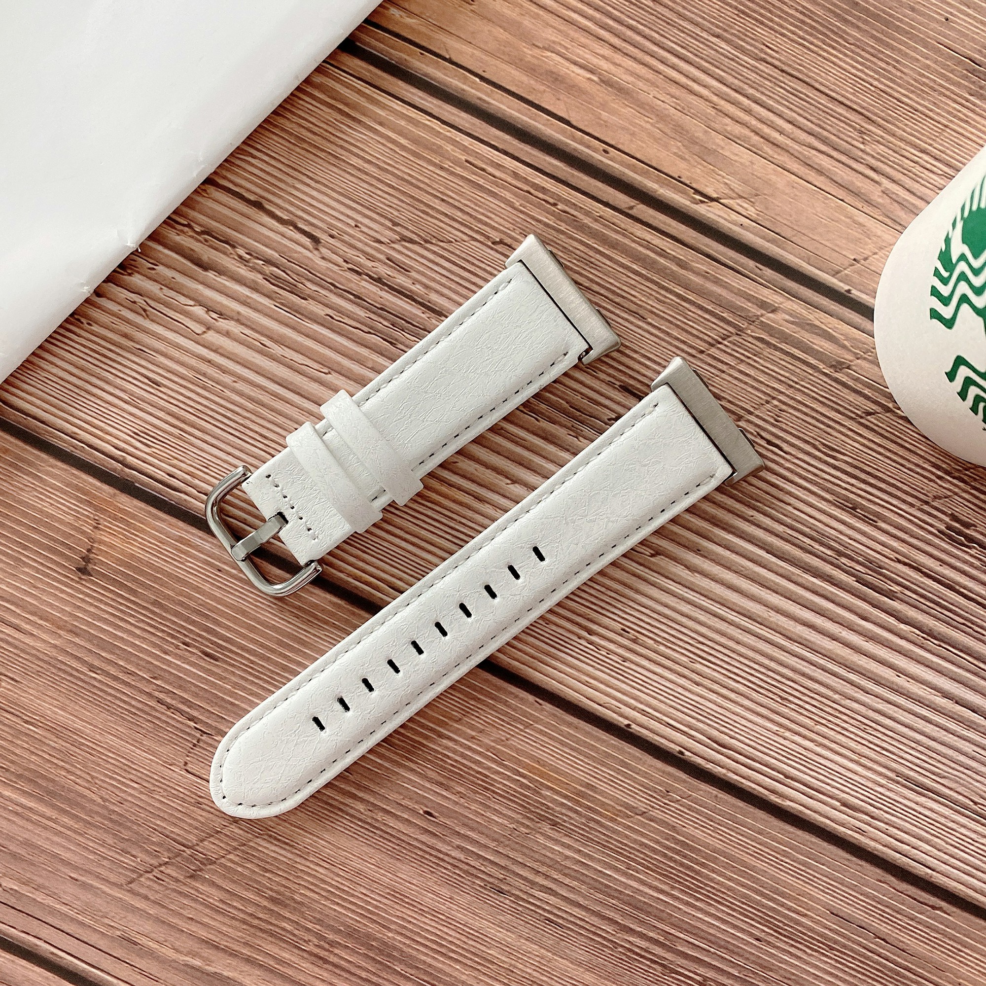 

PU Leather Smart Watch Band for OPPO Watch 46mm - White, Other OPPO Models