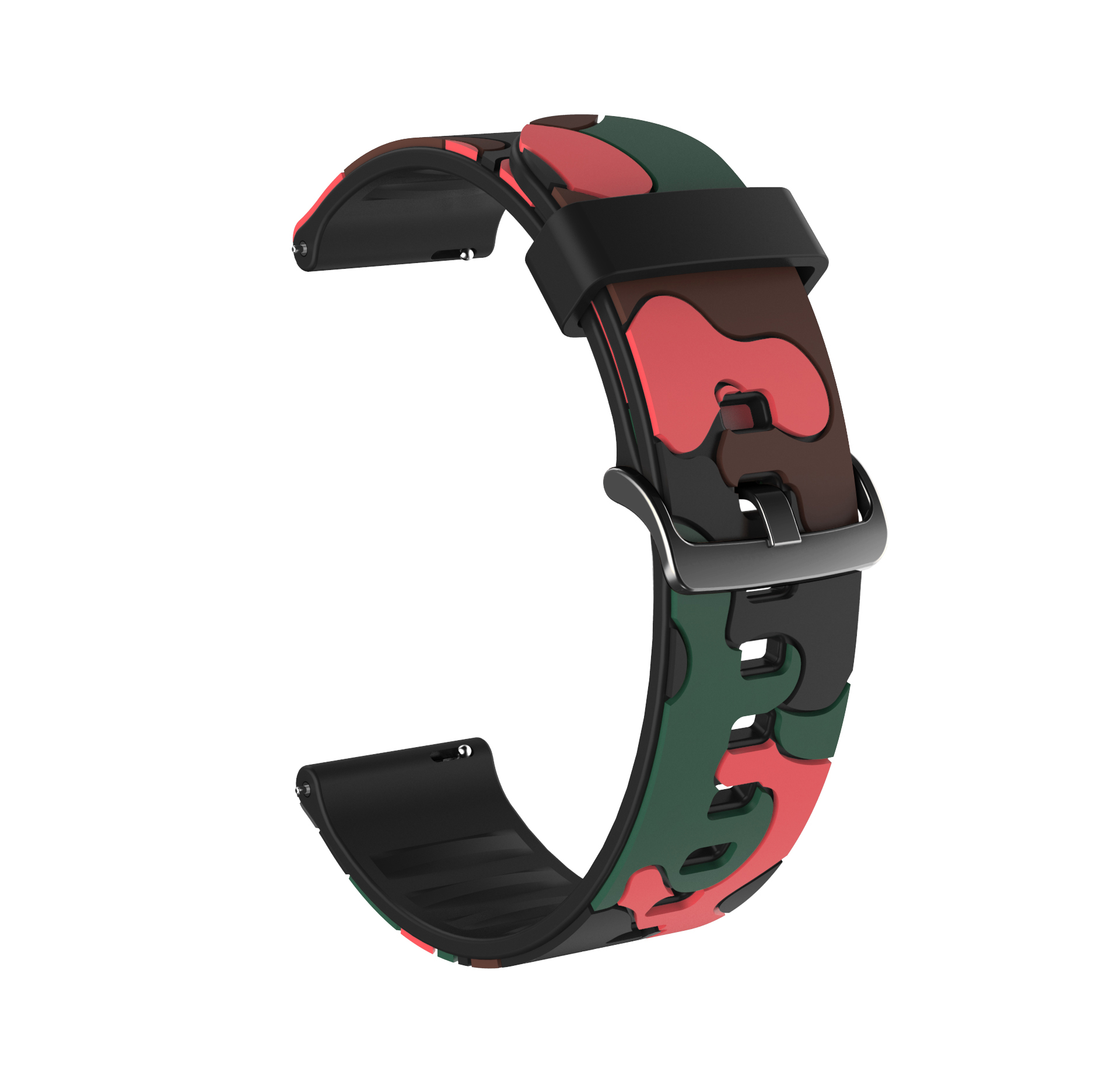 

20mm Camouflage Surface with Black Buckle Silicone Watch Band for Huawei Watch GT 2 42mm/Huami Amazfit Watch Youth Edition - Red, Huawei Watch GT 2 42mm