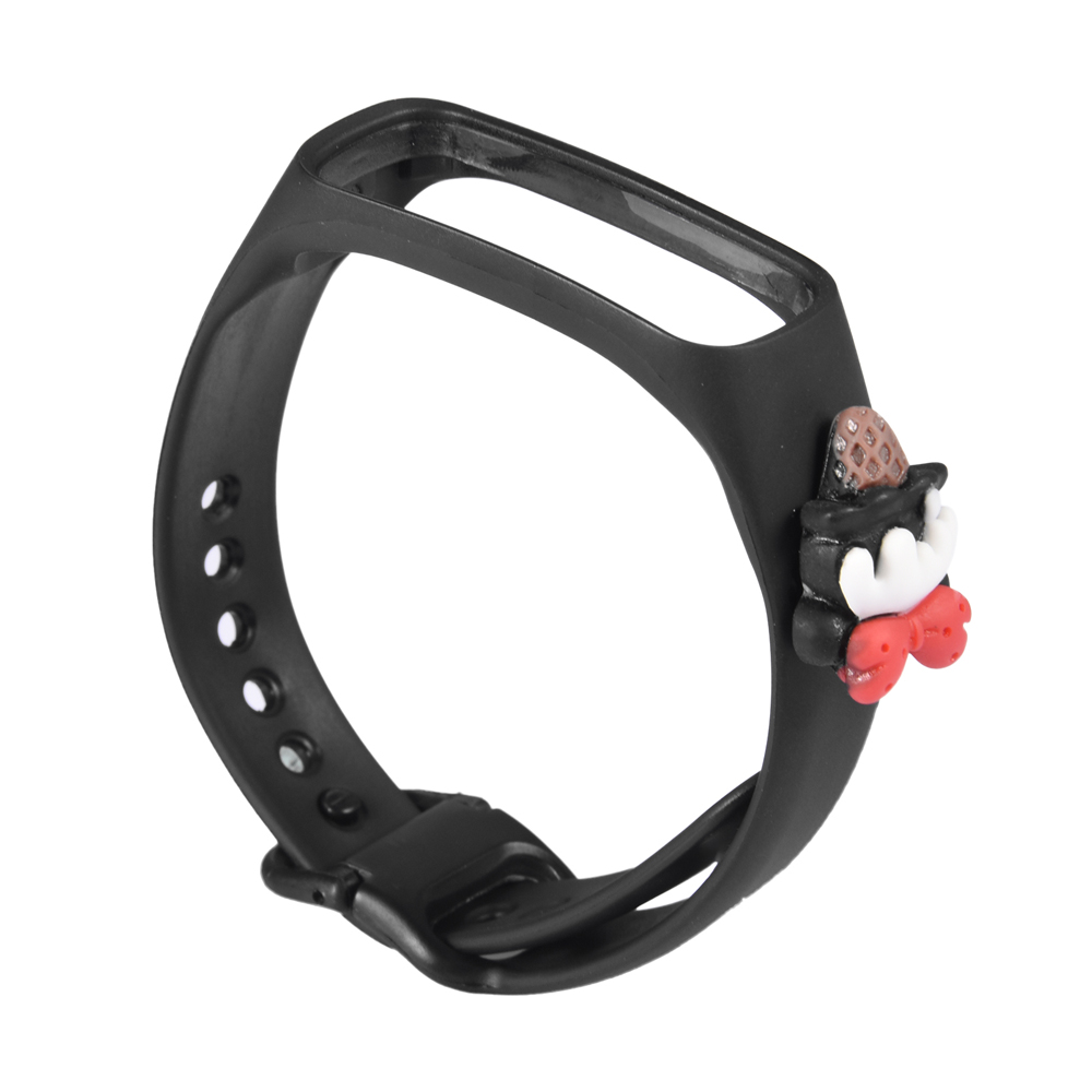 

Integrated Frame Doll Decor Silicone Watch Strap for Samsung Galaxy Fit E - Black, Other Samsung Models