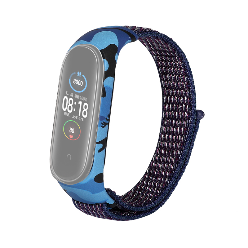 

Нейлоновое Закрытие Вахту + Силиконовая Рамка Для Xiaomi Mi Band 3/4/5 - Темно-синий, Xiaomi Mi Band 3