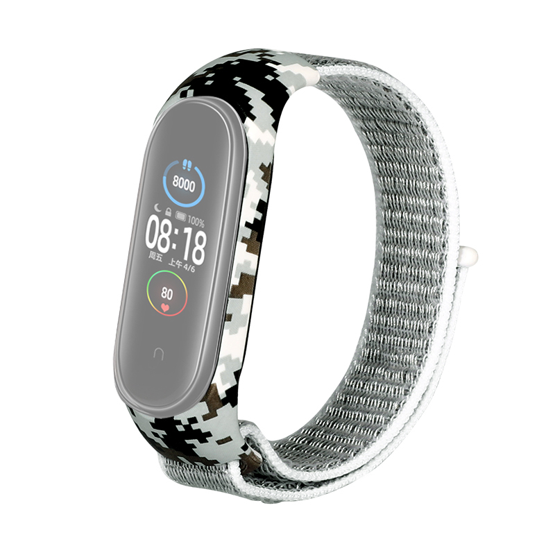 

Nylon Closure Watch Band + Silicone Frame Case for Xiaomi Mi Band 3/4/5 - White, Xiaomi Mi Band 3