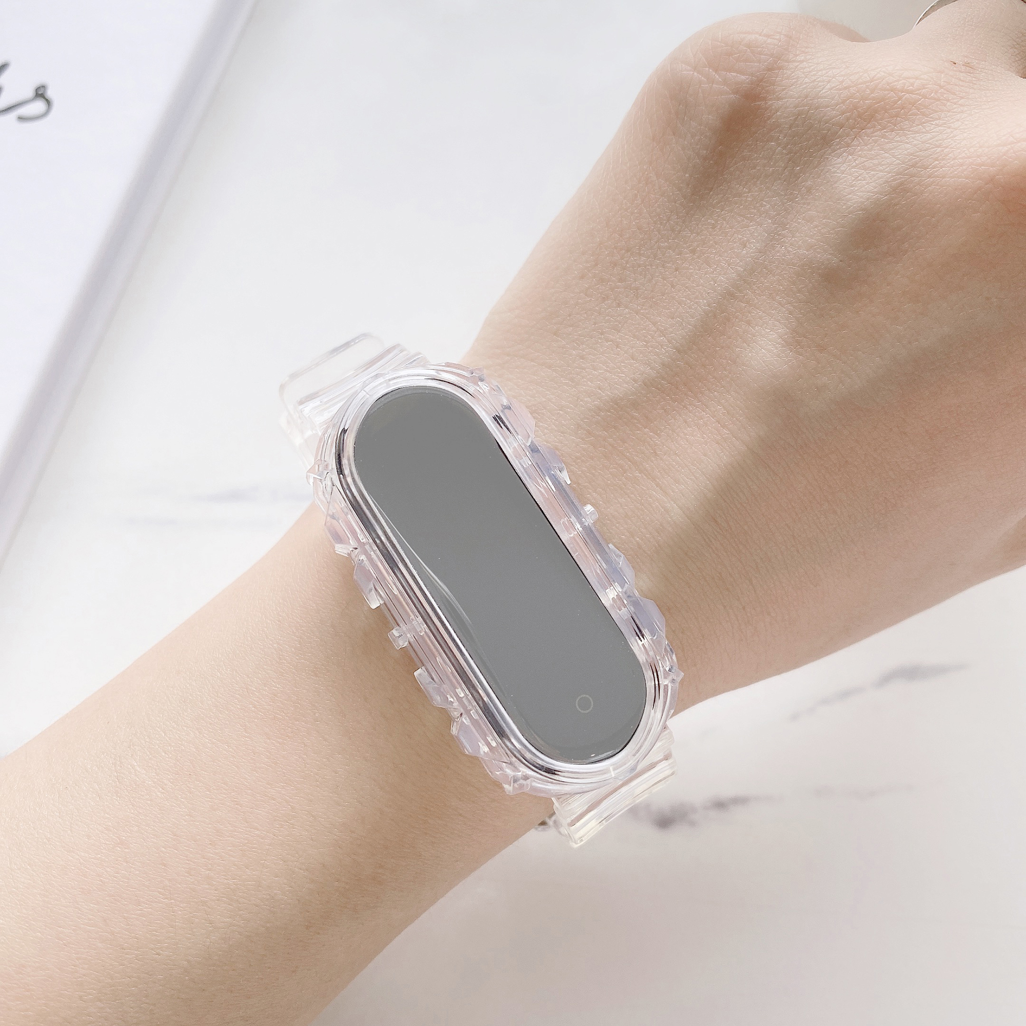 

TPU Smart Watch Frame Cover Replacement Strap for Xiaomi Mi Band 3/4/5 - Transparent, Xiaomi Mi Band 5