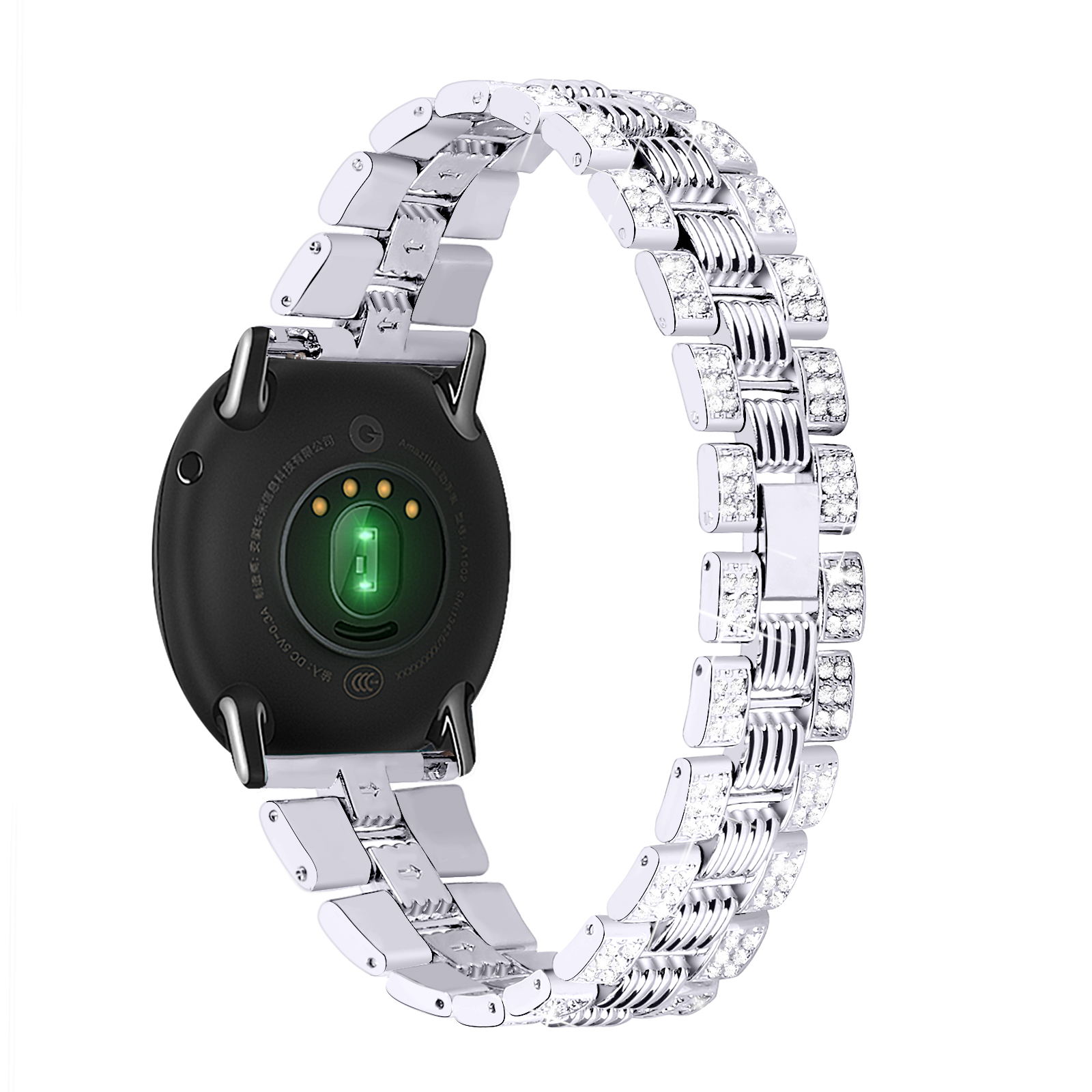 

Новый Цинковый Сплав Горный Хрусталь Декор Нить 22 Мм Смарт-часы Замена Для Huami Amazfit Sports Smart Watch - Серебро, Other Smartwatch Models