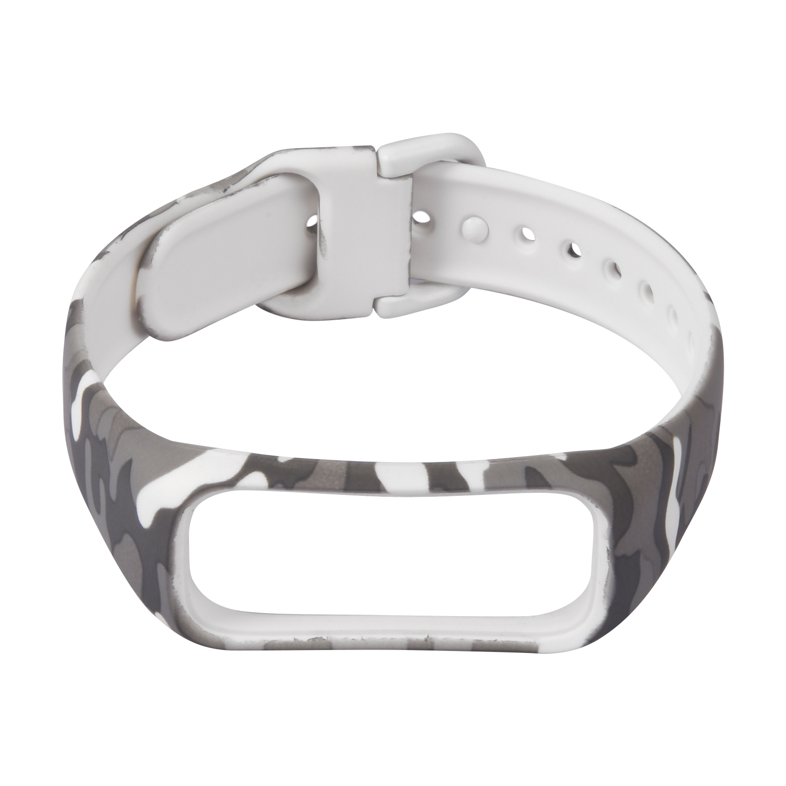 

Patterned Rubber Watch Strap with Frame Protector Band for Samsung Galaxy Fit 2 SM-R220 - White/Brown Camouflage, Other Phone Models