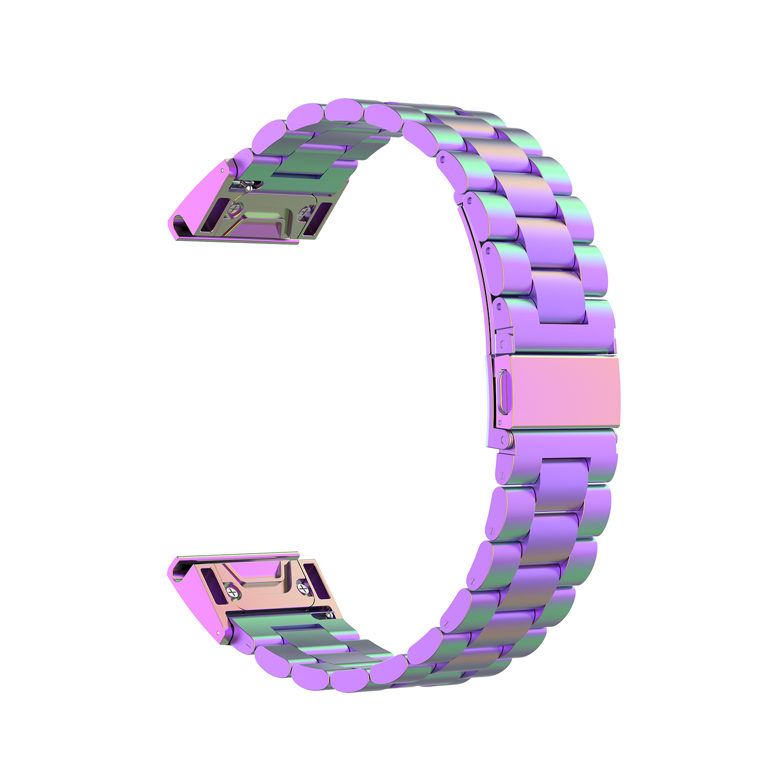 

20mm Three Beads Stainless Steel Watch Band Replacement Watch Strap for Garmin Fenix 6S - Purple, Garmin Fenix 6S