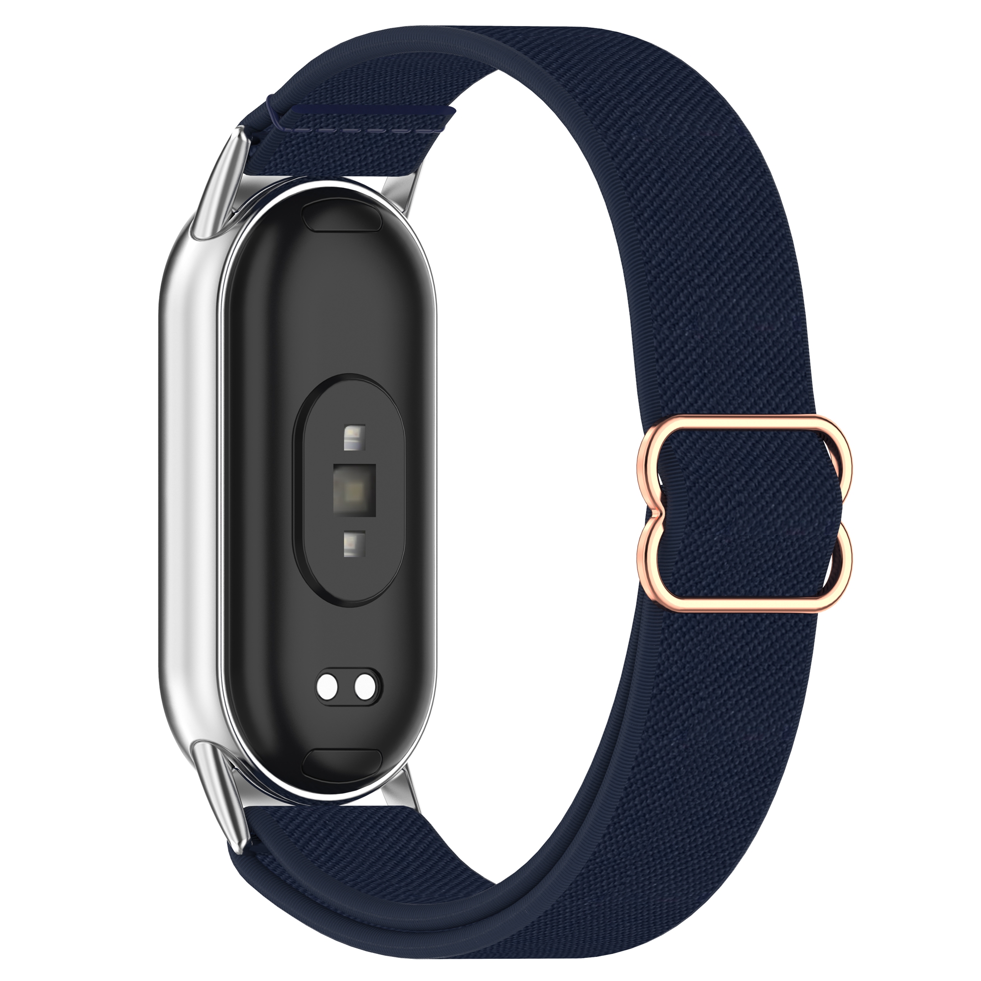Watch Band for Xiaomi Mi Band 9 Ceramic Edition / Smart Band 9 NFC / 9 / 8 NFC / 8 Nylon Elastic Strap with Stainless Steel Connector - Midnight Blue