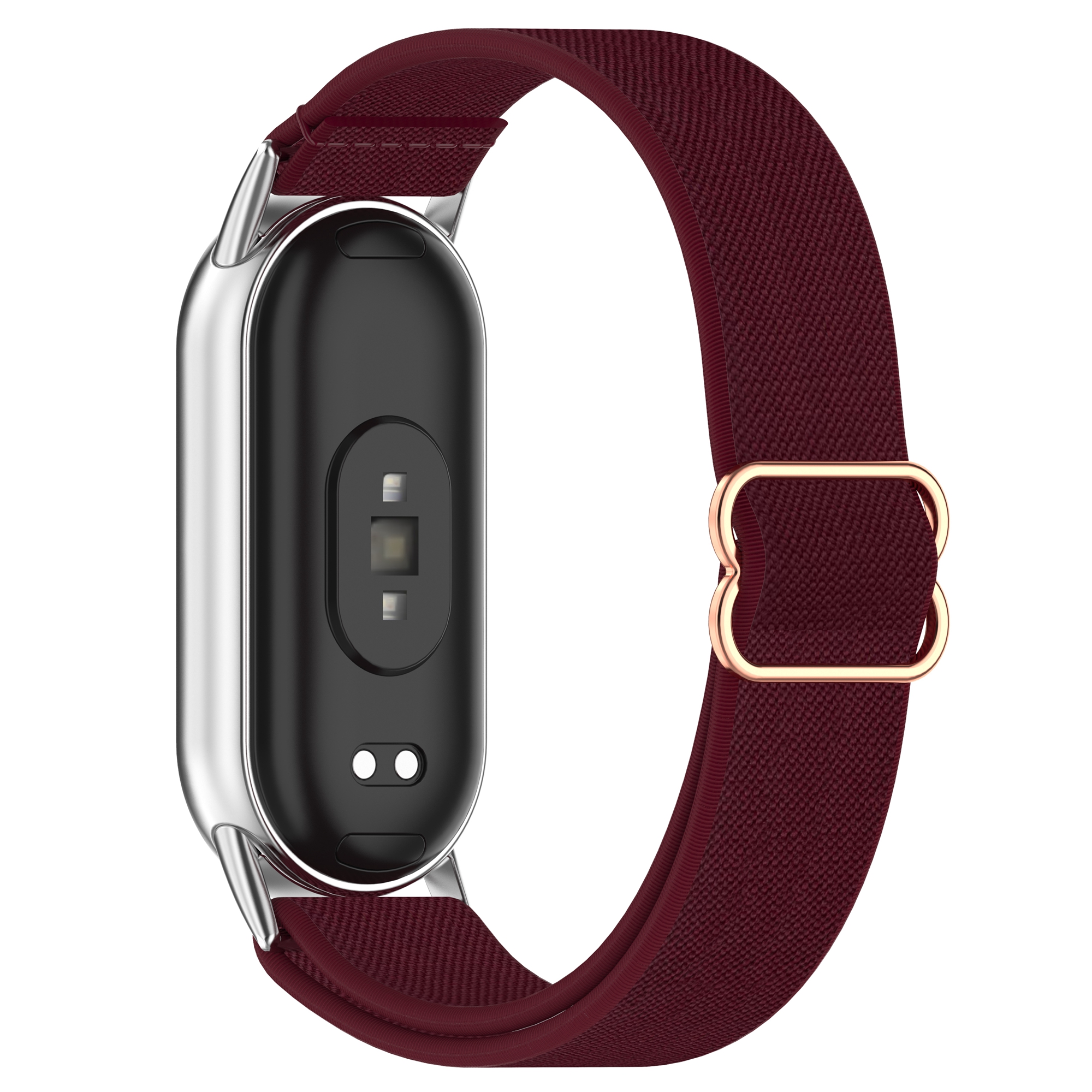 Watch Band for Xiaomi Mi Band 9 Ceramic Edition / Smart Band 9 NFC / 9 / 8 NFC / 8 Nylon Elastic Strap with Stainless Steel Connector - Wine Red