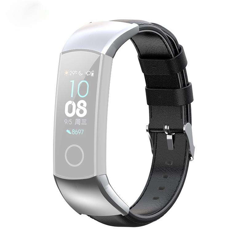 

Replacement Genuine Leather Strap Smartwatch Band for Honor Band 5/4 - Black, Other Honor Models