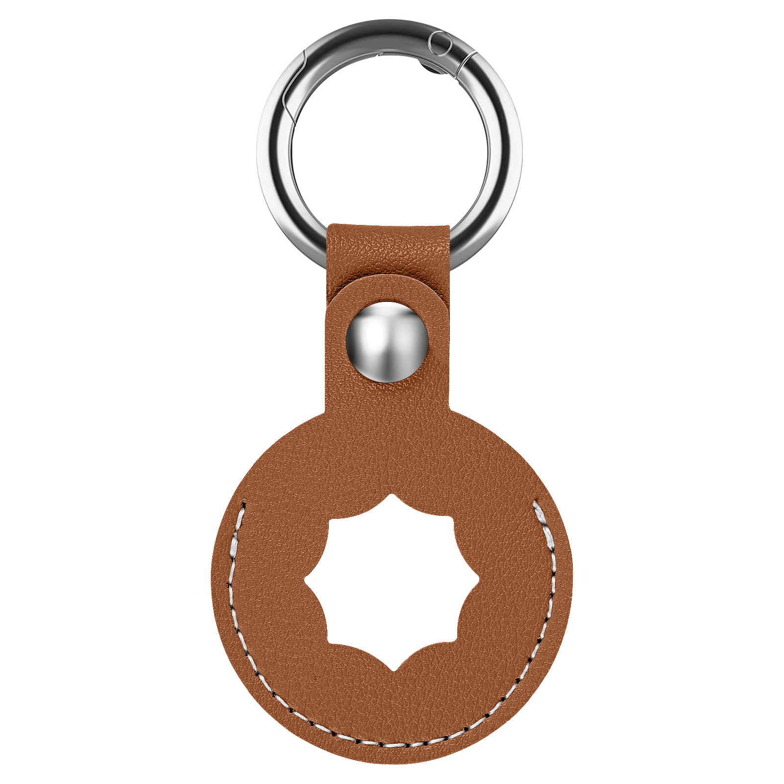 

Anti-Drop-achteckige Schutz-PU-Leder-Fall-Abdeckung Mit Ringschnalle Für Apple Airtag Locator - Braun, AirTag