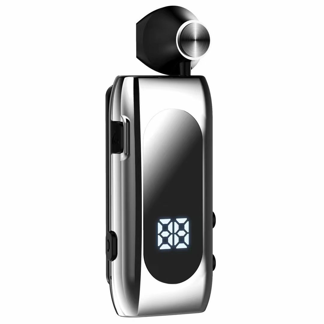 K55 Mono Bluetooth-Compatible Headset Wireless Vibration Business Clip On Telescoping Cable Semi In Ear Earphone - Grey